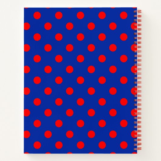 Red On Blue Polka Dots Pattern Design Notitieboek (Achterkant)