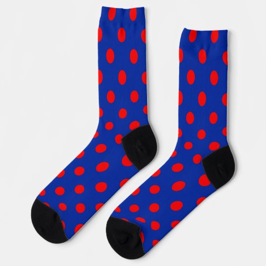 Red On Blue Polka Dots Pattern Design  Sokken (Links)