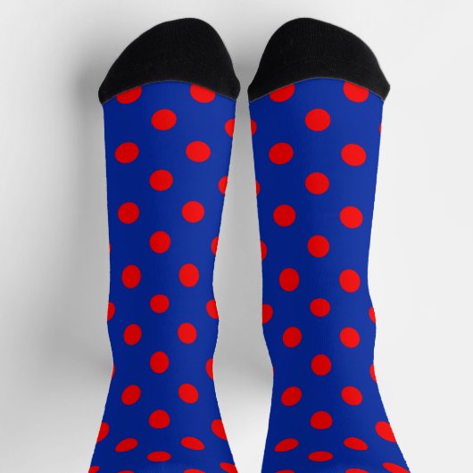 Red On Blue Polka Dots Pattern Design Sokken (Top)