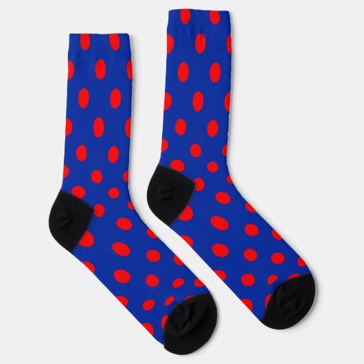 Red On Blue Polka Dots Pattern Design  Sokken (Rechts)