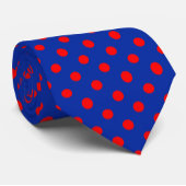 Red On Blue Polka Dots Pattern Design  Stropdas