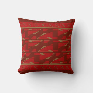 Red on Burgundy Bared Mediterranean Kijk Motif Kussen