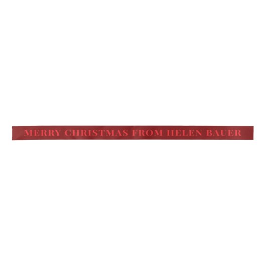 Red on Burgundy Simple Text Merry Christmas Gift Satijnen Lint (Voorkant)