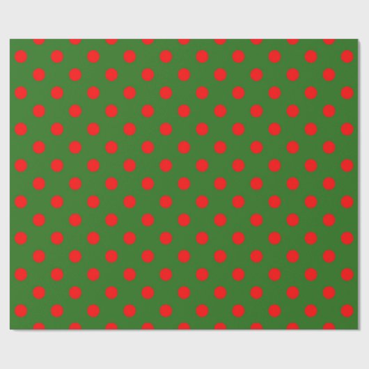 Red On Green Polka Dots Pattern Design  Cadeaupapier (Vlak)