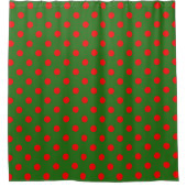 Red On Green Polka Dots Pattern Design Douchegordijn (Voorkant)