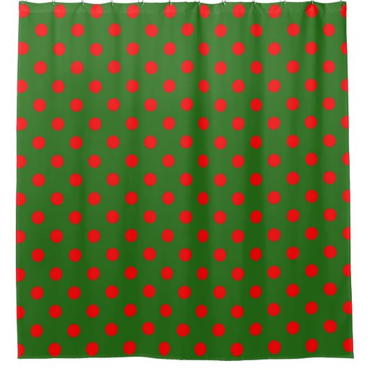 Red On Green Polka Dots Pattern Design Douchegordijn (Voorkant)