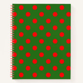 Red On Green Polka Dots Pattern Design Notitieboek (Voorkant)
