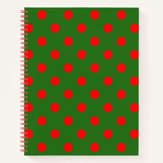 Red On Green Polka Dots Pattern Design Notitieboek (Voorkant)
