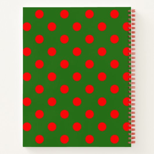 Red On Green Polka Dots Pattern Design Notitieboek (Achterkant)