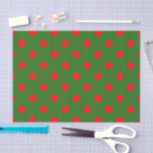 Red On Green Polka Dots Pattern Design  Tissuepapier (Craft)