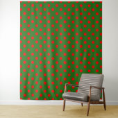 Red On Green Polka Dots Pattern Design Wandkleed (In situ)