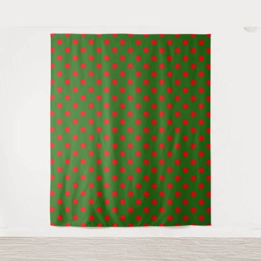 Red On Green Polka Dots Pattern Design Wandkleed (Voorkant)
