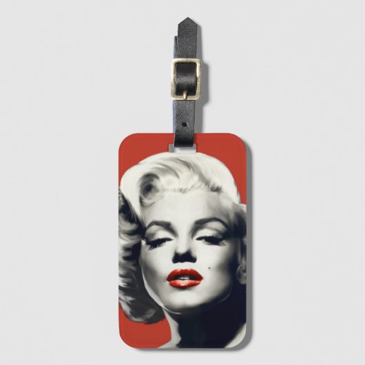 Red on Red Lips Marilyn Bagagelabel (Voorkant (verticaal))