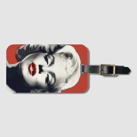 Red on Red Lips Marilyn Bagagelabel (Voorkant (horizontaal))