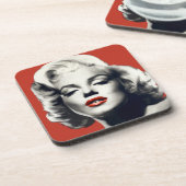 Red on Red Lips Marilyn Drankjes Onderzetter (Linkerzijde)