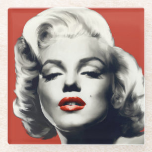 Red on Red Lips Marilyn Glazen Onderzetter