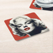 Red on Red Lips Marilyn Kartonnen Onderzetters (Schuin)