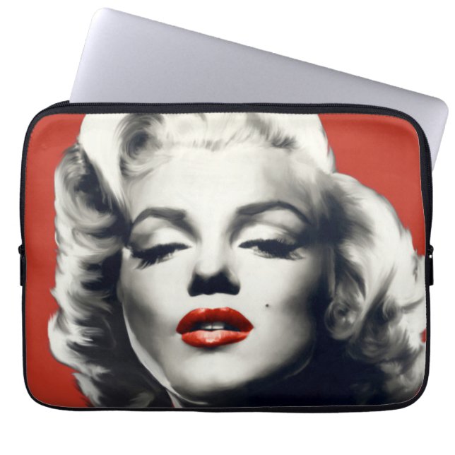 Red on Red Lips Marilyn Laptop Sleeve (Voorkant)