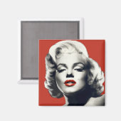 Red on Red Lips Marilyn Magneet (Voorkant / Achterkant)
