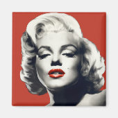 Red on Red Lips Marilyn Magneet (Voorkant)