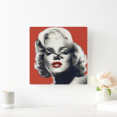 Red on Red Lips Marilyn Vierkante Klok (Huis)