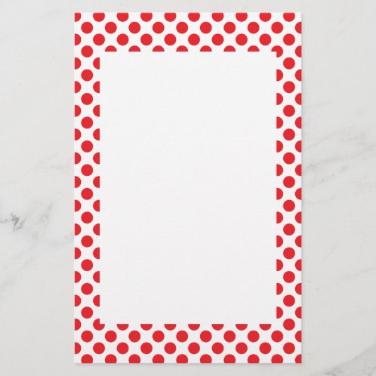 Red on White Polka Dot Briefpapier (Voorkant)