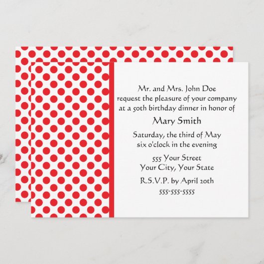 Red on White Polka Dot Kaart (Voorkant / Achterkant)