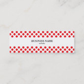 Red on White Polka Dot Mini Visitekaartje (Achterkant)