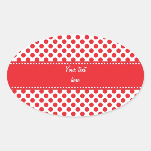 Red on White Polka Dot Ovale Sticker (Voorkant)