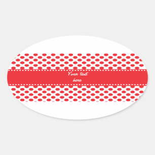 Red on White Polka Dot Ovale Sticker