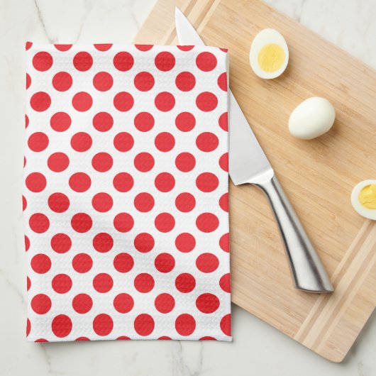 Red on White Polka Dot Theedoek (Quarter Fold)