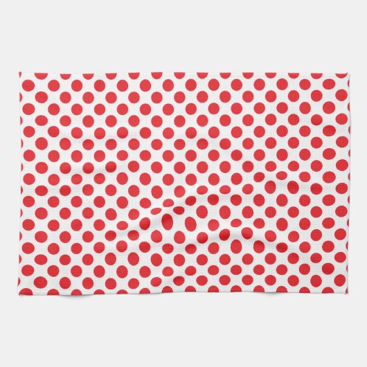 Red on White Polka Dot Theedoek (Horizontaal)