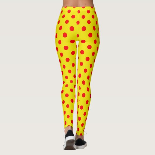 Red On Yellow Polka Dots Pattern Design  Leggings (Achterkant)