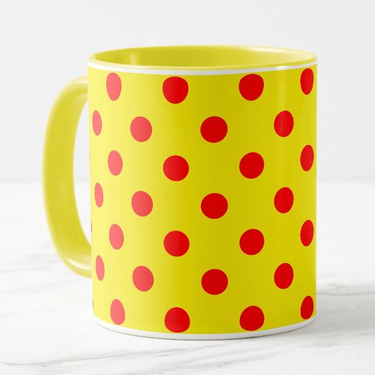 Red On Yellow Polka Dots Pattern Design  Mok