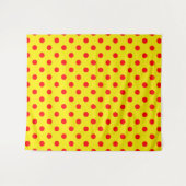 Red On Yellow Polka Dots Pattern Design Wandkleed (Voorkant (horizontaal))