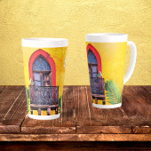 Red on Yellow San Miguel Allende Juliet Balcony Latte Mok