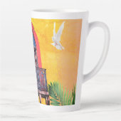 Red on Yellow San Miguel Allende Juliet Balcony Latte Mok (Rechts)