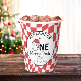 Red One Happy Dude Kerstmis 1e Verjaardag Decor Papieren Bekers
