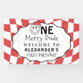 Red One Happy Dude Kerstmis 1e verjaardagsfeest Spandoek (Horizontaal)
