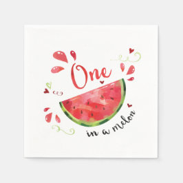 Red One in een Melon 1st Birthday Party Napkins Servet