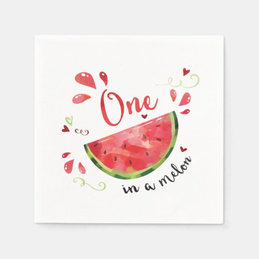 Red One in een Melon 1st Birthday Party Napkins Servet (Voorkant)