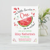 Red One in een Melon 1st Birthday-uitnodiging Feestdagenkaart (Staand voorkant)