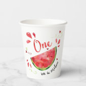 Red One in een Melon First Birthday Party Papieren Bekers (Achterkant)