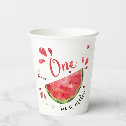 Red One in een Melon First Birthday Party Papieren Bekers (Achterkant)