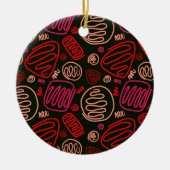 Red One Line Art Artistic Merry Kerstfamilie Keramisch Ornament (Voorkant)