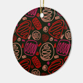 Red One Line Art Artistic Merry Kerstfamilie Keramisch Ornament (Links)