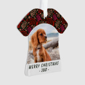 Red One Line Art Dog Pet Foto Kerst Keepsake Ornament (voorkant)