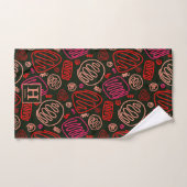 Red One Line Artistic Testing Pattern Monogram Bad Handdoek (Handdoek)