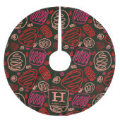 Red One Line Artistic Testing Pattern Monogram Kerstboom Rok (Voorkant)