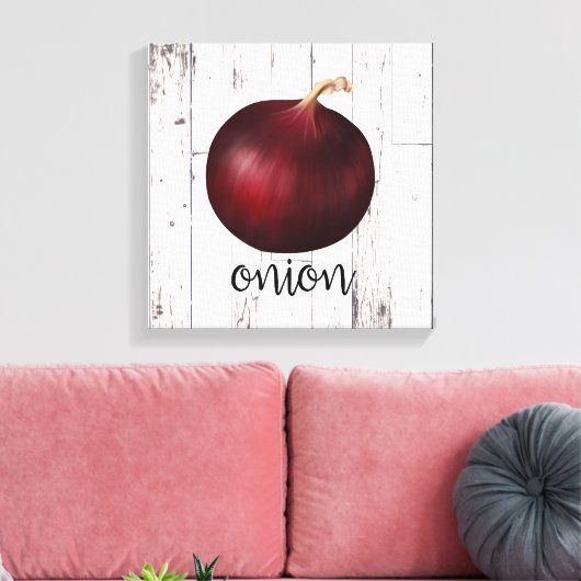 RED ONION Wit Hout Rustieke Boerderij Keuken Kunst Canvas Afdruk (Insitu (Woonkamer))